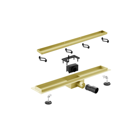 Adema Ralo douchegoot - 70cm - zonder rooster - met flens - geborsteld Goud TWEEDEKANS OUT14397