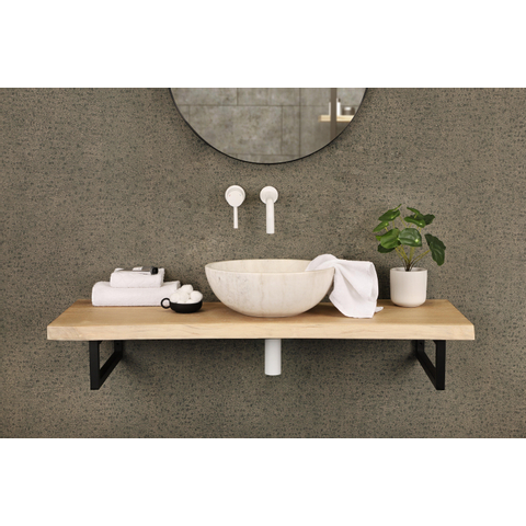 Differnz Marmor vasque à poser - 40x40x15cm - ronde - marbre - blanc brillant SW788032