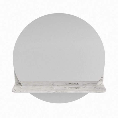 Mondiaz SPOT spiegel – Ø50 cm – met planchet – Glace (grijs marmer) SW1235634