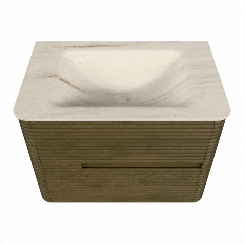 Mondiaz CIRO-DLUX Ensemble de meubles de salle de bains - 70x45x50cm - Vasque solid surface Meli - 1 bassin au milieu - 1 trou de robinet - 2 tiroirs - Dusk SW1533148
