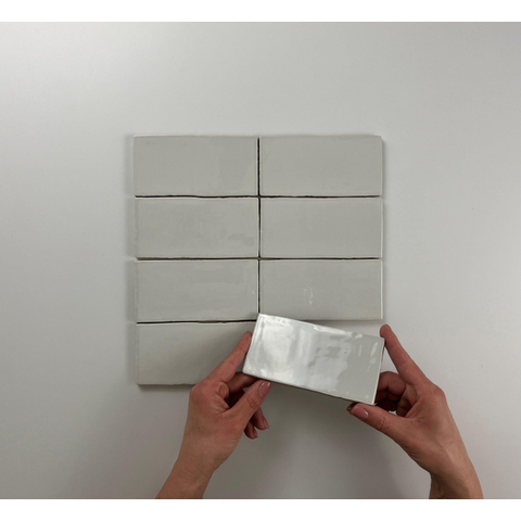 ÉCHANTILLON Terravito Galeno carreau mural - 7.5x15cm - 8.5mm - Rectangle - Gris clair brillant SW736172