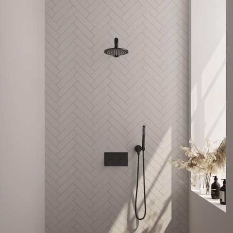 BRAUER Black Edition inbouw regendoucheset – Ø20 cm hoofddouche – 39.4 cm rechte wandarm – staafhanddouche – met omstel SW925417