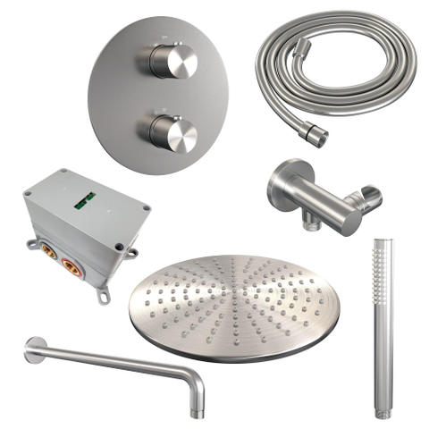 BRAUER Brushed Edition inbouw regendoucheset – Ø30 cm hoofddouche – gebogen wandarm – staafhanddouche – vaste douchehouder SW1159141