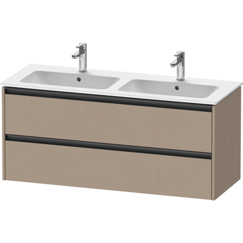 Duravit Ketho.2 Wastafelonderbouwkast - met 2 laden - voor dubbele wastafel - 128x48x55cm - met grepen antraciet - linnen mat SW773064