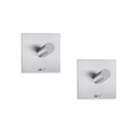 Zack Peco handdoekhaak 4.2x4.2cm vierkant zelfklevend Mat Geborsteld RVS set van 2 SW23649