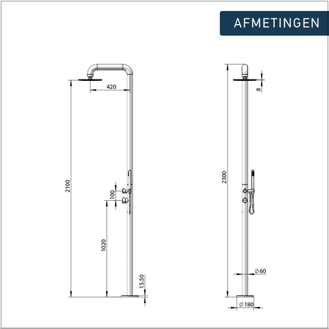 Fugaflow douche extérieure autoportante en acier inoxydable 316 douche de pluie douchette à main noir mat SW890159