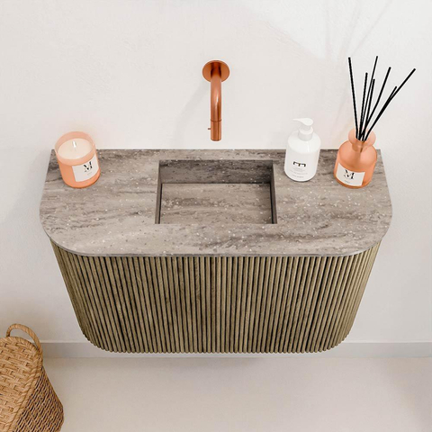 Mondiaz JOYA-DLUX 63.2cm toiletmeubel - ronding links en rechts kleur Dusk - Wastafel FAYE positie Midden Zonder kraangat kleur Oza. SW1426026