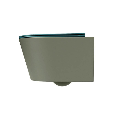 Mondiaz LAVIE hangtoilet – spoelrandloos – 36 x 53 cm – met softclose zitting – Army (groen), zitting Smag (groen) SW1208710
