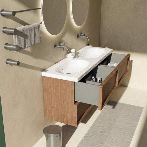 Saniclass Holz Frame Meuble bas de salle de bains - 140x45x60cm - 4 tiroirs - walnut pure SW1578618
