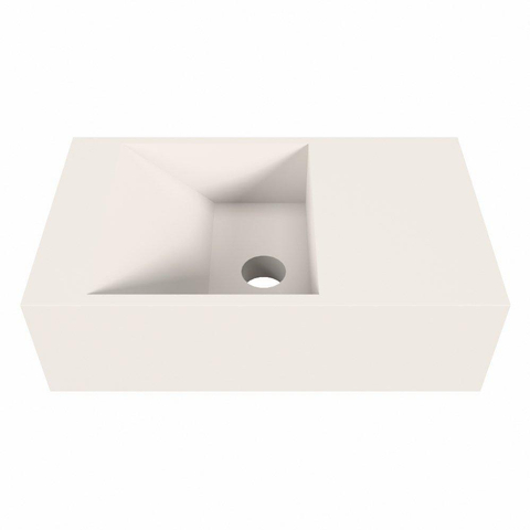 Mondiaz TYNE 40cm fontein solid surface kleur LINEN. Positie wastafel rechts SW760423