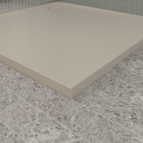 Villeroy & Boch Ecora douchebak - 100x100x3.5cm - hoekafvoer - almond (beige) SW1558931