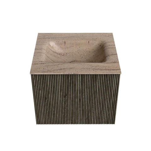 MONDIAZ KURVE-DLUX Meuble de salle de bains 50 cm couleur Shadow avec 1 tiroir et 0 porte. Lavabo GRUNNE Central 1 trou de robinet Saba. SW1433236