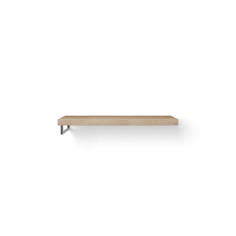Looox Wood collection Solo plan sous vasque - 120x46cm - Avec porte-serviettes (gauche) inox brossé - Chêne massif gris ancien SW108659