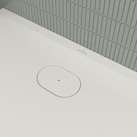 Villeroy & Boch Ecora douchebak - 100x100x3.5cm - afvoer korte zijde - stone white (wit) SW1558927