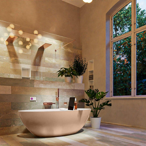 MONDIAZ ROCK Baignoire îlot - 170x70cm - couleur Plata / Talc SW1015106