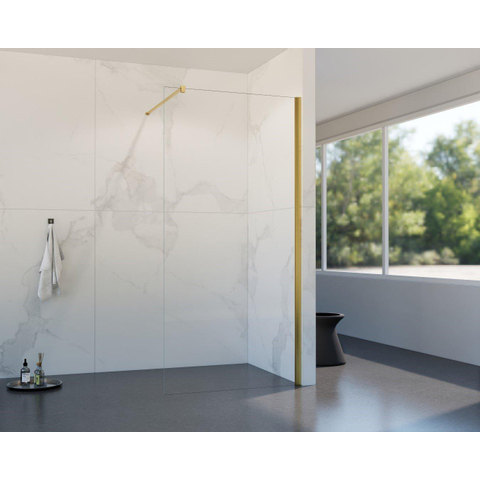 Fortifura Galeria Douche à l'italienne - 100x200cm - verre clair - Laiton brossé SW876744