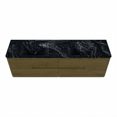 Mondiaz CIRO-DLUX Badkamermeubelset - 170x45x50cm - Solid surface wastafel Lava - 2 wasbak Dubbel - 2 kraangaten - 4 lades - Dusk SW1533057