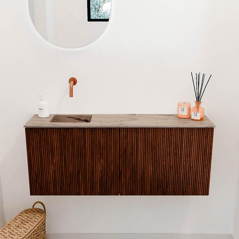 Mondiaz JOYA-DLUX 100cm meuble de toilette - couleur Ruby - Vasque FAYE position Gauche Sans trou de robinet couleur Arena. SW1425296