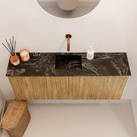 Mondiaz JOYA-DLUX 100cm toiletmeubel - kleur Oak - Wastafel FAYE positie Midden Zonder kraangat kleur Lava. SW1422045
