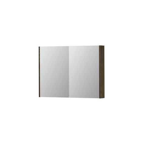 INK SPK2 Charcoal spiegelkast – 100x74x14 cm – 2 deuren, dubbelzijdige spiegeldeuren – Massief Eiken mat SW439989