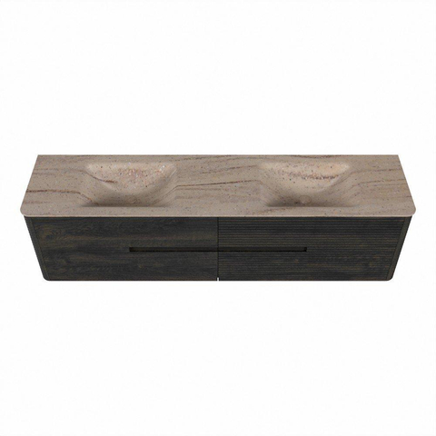 Mondiaz CIRO-DLUX Ensemble de meubles de salle de bains - 190x45x50cm - Plan-vasque en solid surface Saba - 2 vasques Double - 2 trous de robinetterie - 4 tiroirs - Shadow SW1532733