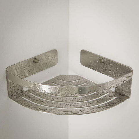 Tiger Caddy Panier de douche d'angle - 18,4x18,4x7cm - inox brossé SW25219