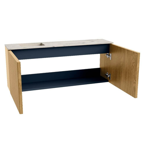 Mondiaz JOYA-DLUX 100cm toiletmeubel - kleur Oak - Wastafel FAYE positie Links Zonder kraangat kleur Nata. SW1424015