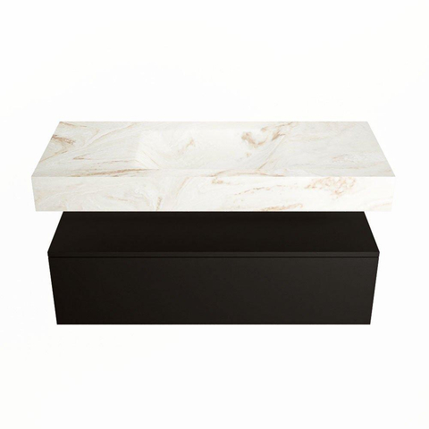 Mondiaz ALAN-DLUX Ensemble de meuble - 110cm - meuble Urban mat - 1 tiroir - Lavabo Cloud Frappe suspendu - vasque Centre - 0 trous de robinet SW804687