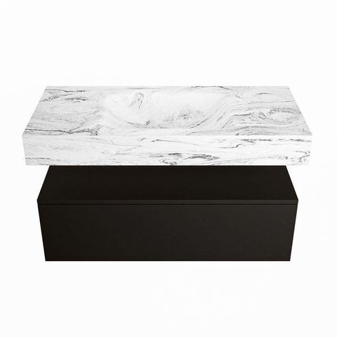 Mondiaz ALAN-DLUX Ensemble de meuble - 100cm - meuble Urban mat - 1 tiroir - Lavabo Cloud Glace suspendu - vasque Centre - 0 trous de robinet SW804964