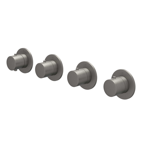 IVY Bond Partie apparente - pour mitigeur thermostatique encastré - 3 robinets d'arrêt - Symmetry - rosaces rondes noir métal brossé PVD SW1031040