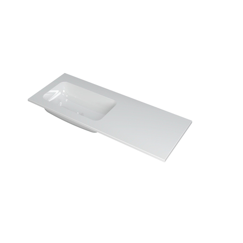 INK Faktor wastafel - 120x45x1.5cm - 1 wasbak links - 0 kraangaten - polystone wit glans SW207277