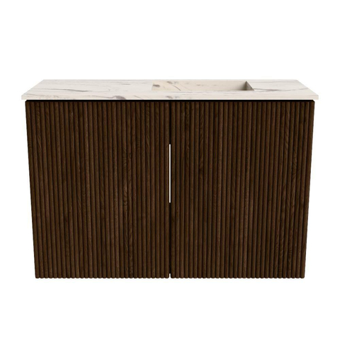 Mondiaz JOYA-DLUX 60cm meuble de toilette - couleur Walnut - Vasque FAYE position Droite 1 trou de robinet couleur Nata. SW1424477
