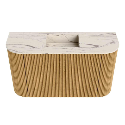 Mondiaz JOYA-DLUX 73.2cm toiletmeubel - ronding links en rechts kleur Oak - Wastafel FAYE positie Midden Zonder kraangat kleur Nata. SW1424044
