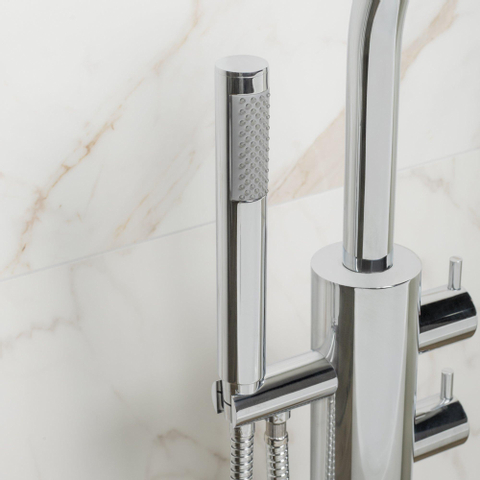 Crosswater Kai Lever staande badkraan - thermostatisch - 97.7cm - met handdouche - hoogglans chroom SW30920