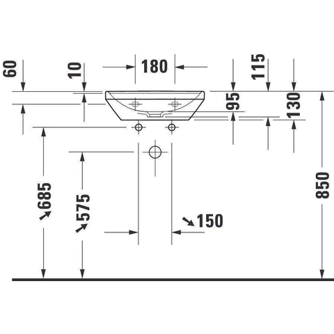 Duravit D-neo Fontein - met kraangat - zonder overloop - 45x33.5x13cm - wit SW640444