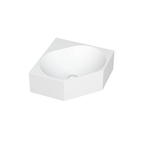 INK Matrix hoekfontein - 27x27x10cm - 0 kraangaten - polystone wit mat SW647497