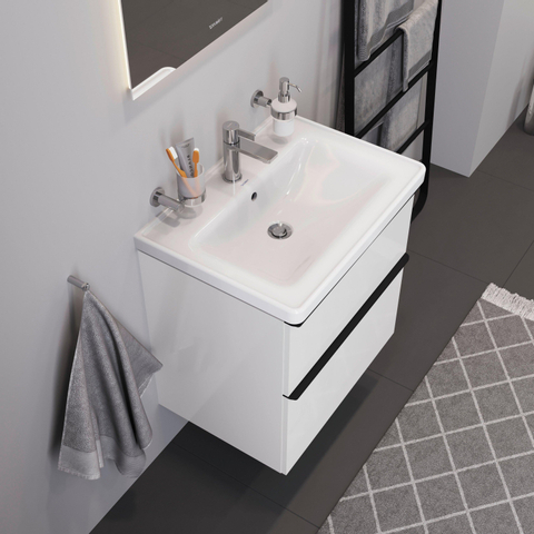 Duravit D-neo Wastafel - 65x48cm - met 1 kraangat - met overloop - wit SW640403