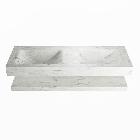 Mondiaz ALAN-DLUX Ensemble de meuble - 130cm - meuble Opalo mat - 0 tiroirs - Lavabo Cloud Opalo suspendu - vasque Gauche et droite - 0 trous de robinet SW809311