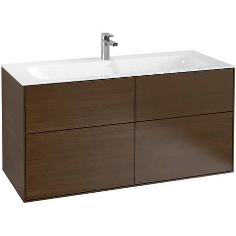 Villeroy & Boch finion wastafelonderbouwkast - met 4 laden - 119.6x59.1x49.8cm - voor meubelwastafel - 4164 - Walnut Veneer (mat hout) SW106680