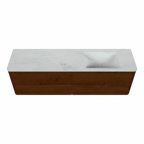 Mondiaz CIRO-DLUX Ensemble de meubles de salle de bains - 170x45x50cm - Plan-vasque solid surface Opalo - 1 lavabo à droite - 1 trou de robinetterie - 4 tiroirs - Ruby SW1531514