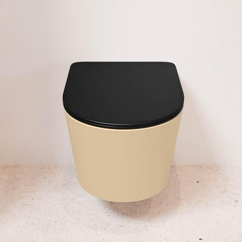 Mondiaz LAVIE WC suspendu – sans bride – 36 x 53 cm – avec abattant softclose – Sand (beige), abattant Urban (noir) SW1208752