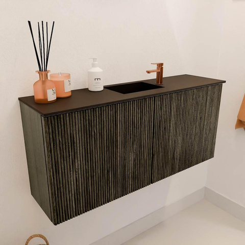 Mondiaz JOYA 90cm meuble de salle de bains - couleur Shadow - Vasque FAYE position Milieu 1 trou de robinet couleur Urban. SW1421482