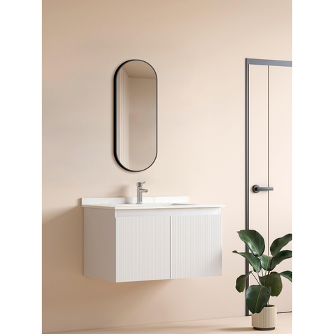 Saniclass Retro Line spiegel – ovaal – 38x90 cm – Zwart mat SW643428