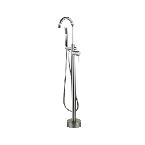 Fortifura Calvi vrijstaande badkraan - 113cm - met handdoucheset - PVD - geborsteld RVS SW377863