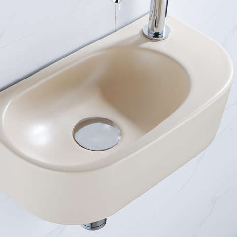 QeramiQ Fuente fonteinset – halfrond – 40x21.5x12 cm – keramiek beige – kraangat rechts – chromen kraan SW1232789