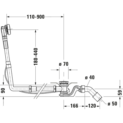 Duravit Badafvoer en overloopcombinatie - met waste - hoogglans chroom 0305206