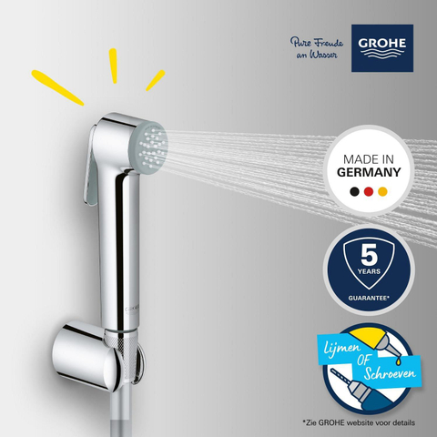 GROHE Vitalio Trigger Ensemble de douchette - 1 type de jet - rond - avec support - flexible lisse - 125cm - chrome SW87130