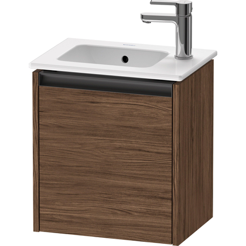 Duravit Ketho.2 Fonteinkast - met 1 deur - 41x29.2x44cm links - met greep antraciet - donker noten mat SW772699
