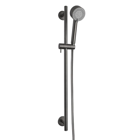 Wiesbaden Unimatch Cadans glijstangset compleet - met handdouche - 3 standen - diameter 8cm - PVD - gunmetal (antraciet) SW454658