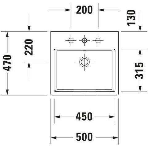 Duravit Vero air Wastafel - geslepen - met kraangat - zonder overloop - 50x47cm - met wondergliss - inclusief bevestiging - wit SW157003